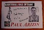 Paul Arizin Basketball signed photo